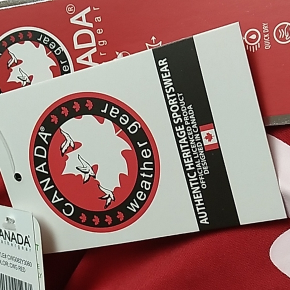 Canada Weather Gear 50+ UPF Men's long sleeve w hood in Red w White - Picture 9 of 9